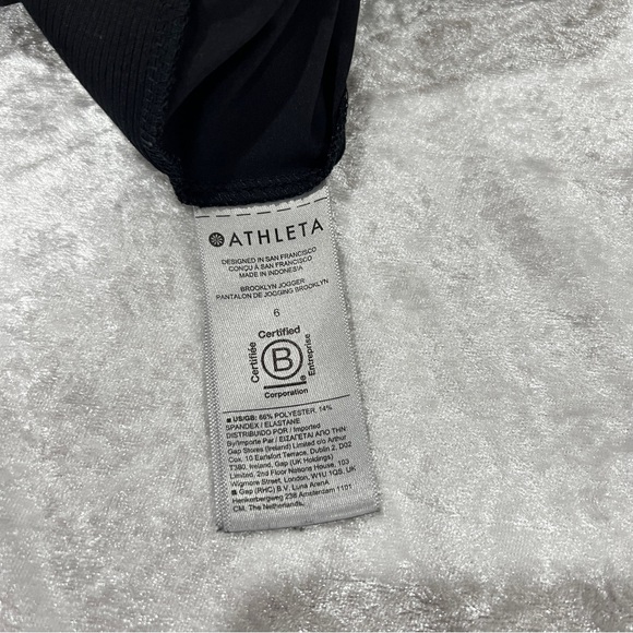 ATHLETA Brooklyn Jogger Athletic Pants Size 6 Black Ribbed Detail Comfy - Picture 6 of 7